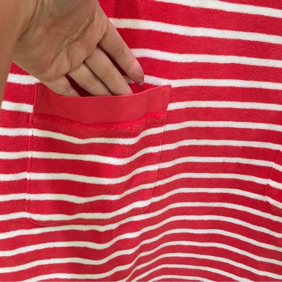 BODEN Striped Shift Dress Orange White Sleeveless Mod 60s Mini Pockets Women 12 - Picture 8 of 8